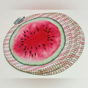 Hobby Lobby Set of 4 Watermelon Placemats Pink
Stripe 14” Round Set of 4 NEW